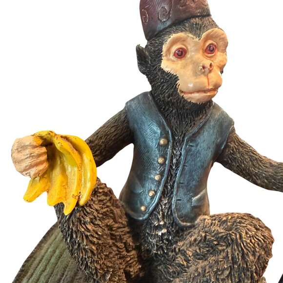 Vintage Unique 1999 Bellhop Monkey Accent Lamp Holding Bananas & Staff - WORKS! - Picture 7 of 9